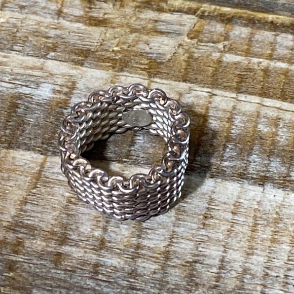Vintage Tiffany & Co Size 5 Somerset Mesh Basket Weave Ring Sterling Silver 925 - Picture 10 of 12